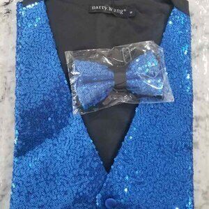 NWT Barry.Wang Men's Sequin Vest with Bowtie Set